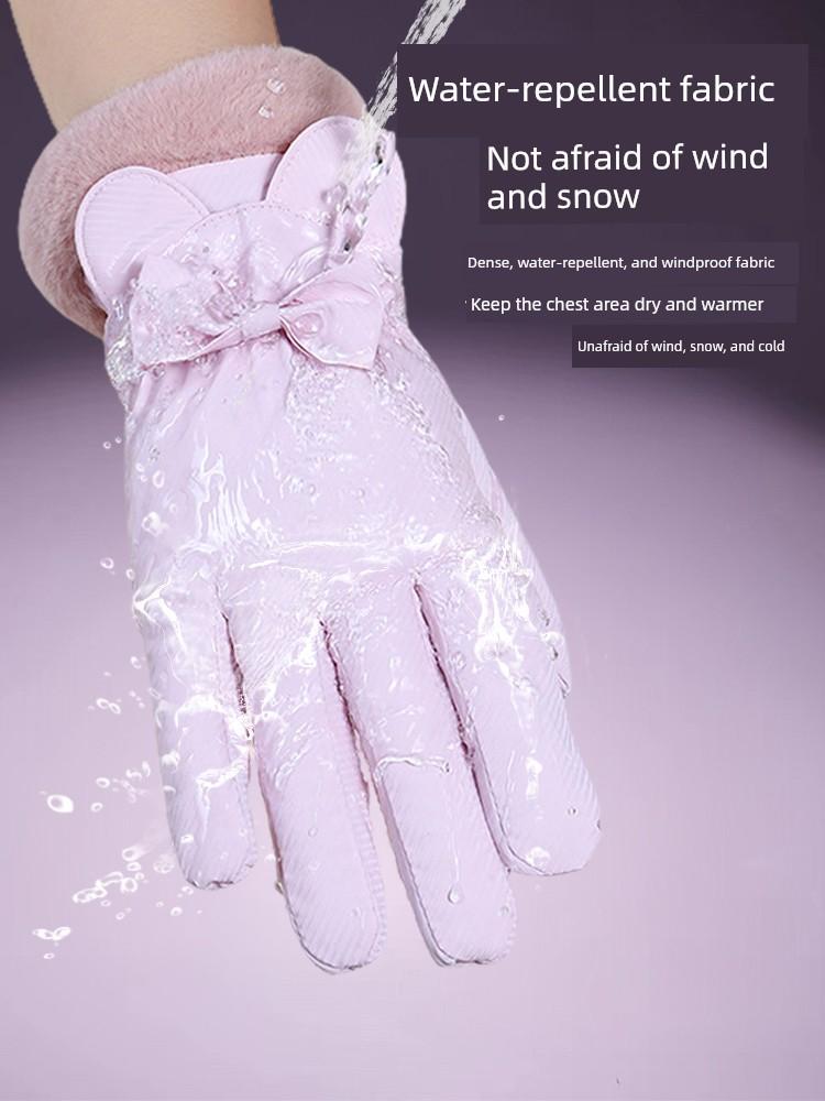Gloves Women Winter Warm Touch Screen Riding Gloves Women Winter Electric Car Cold-Proof Windproof Cotton Gloves Fleece-lined Thickened