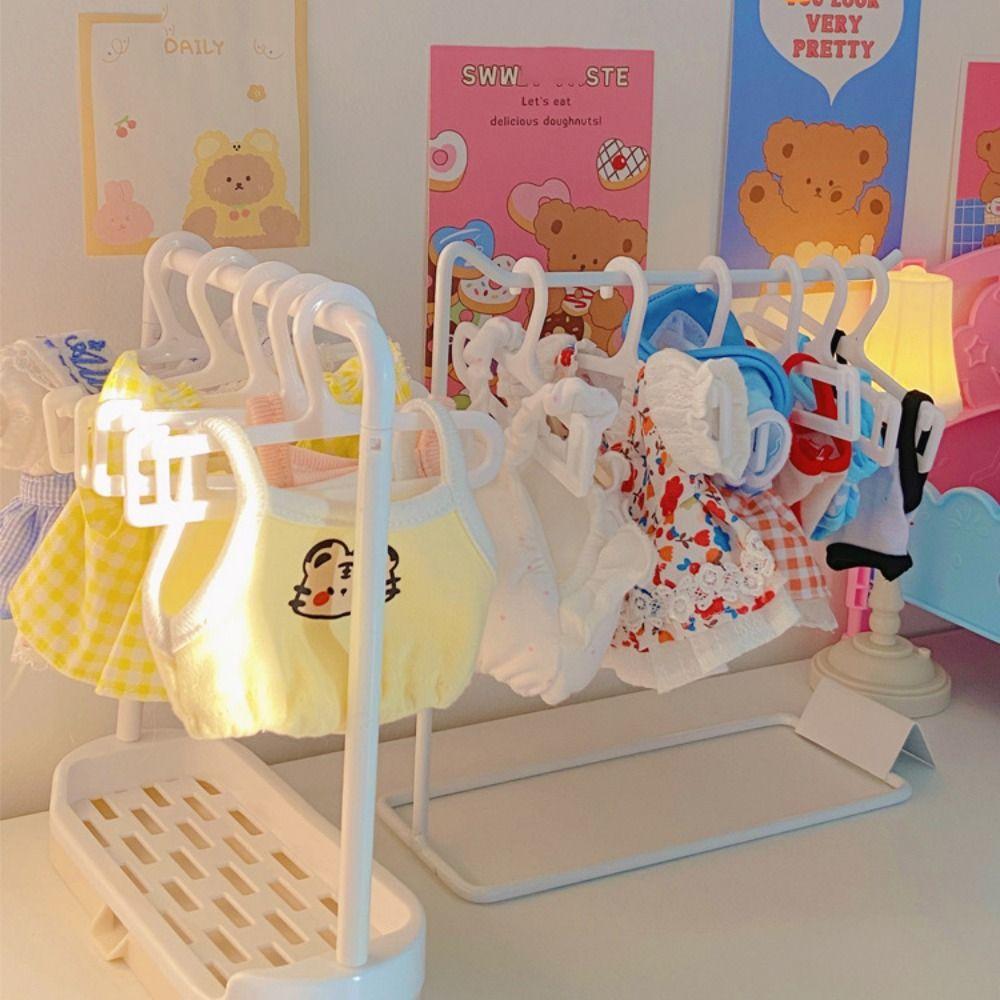Mini Dolls Clothes Storage Rack Plastic Doll Clothes Display Rack Ob11 Doll Clothes