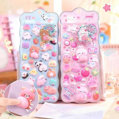 3D Пухлая Наклейка Мультяшный Кролик Медведь Панда Сделай Сам Чехол для Телефона Блокнот Скрапбукинг Декоративный Лист Наклеек Дошкольный Учитель Мальчик Девочка Награды Подарок
