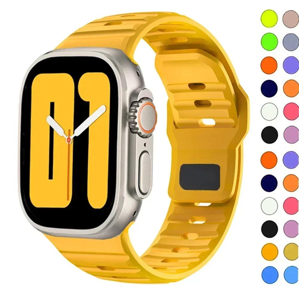 Спортивный ремешок для Apple Watch Ultra band 49 мм 45 мм 40 мм 44 мм 42 мм 41 мм 38 мм Силиконовый браслет с отверстием для воздуха iWatch Serie 8 7 6 SE 5 4 3