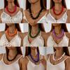 Bohemian Ethnic Style Colored Large Bead Single-layer Necklace, Exaggerated Personality Beaded Necklace for Women