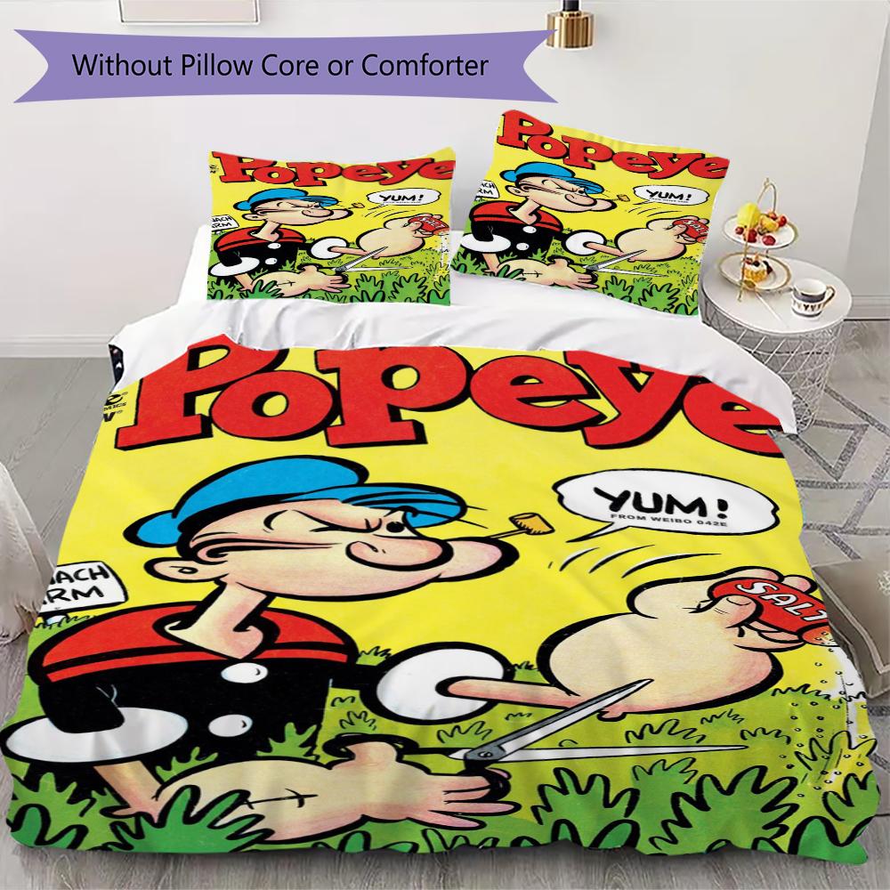 Popeye Pattern Bedding uilt Set uilt Cover Pillowcase Home Decoration Birthday Gift (1 * duvet cover + 2 * pillowcase without core)116