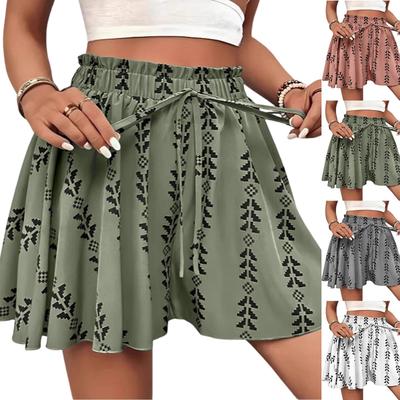 Женские модные повседневные шорты с резинкой на талии и оборками с принтом