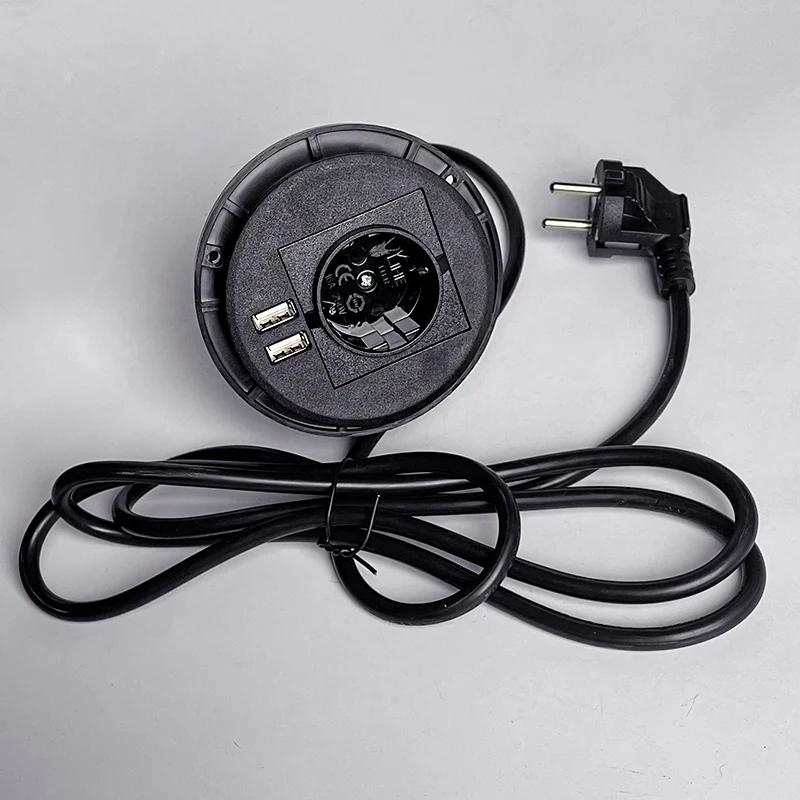 Настольный адаптер Многофункциональная розетка ЕС с 2 USB/USB Type-C Встраиваемая настольная вилка Круглая розетка