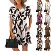 Women's Summer Dresses Women's Summer Floral Print Dresses Short Sleeve Round Tie Pocket Casual Dresses