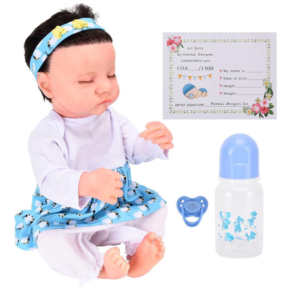 18inch Lifelike Reborn Dolls Soft Vinyl Washable Beautiful Clothes Baby Doll Toys with Milk Bottle