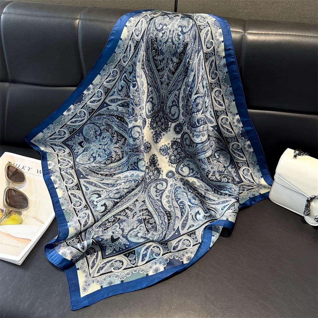 70 см розовый цветочный шелковый шарф для женщин, искусственный шелк, свежий и элегантный универсальный головной убор, одежда, сумки и квадратный шарф