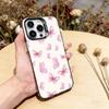 Pink Butterfly Pattern Phone Case For iPhone 17,16,15,14,13,12,11 Plus,Pro Max,XS,Colorful Silver Phone case Funda Cover