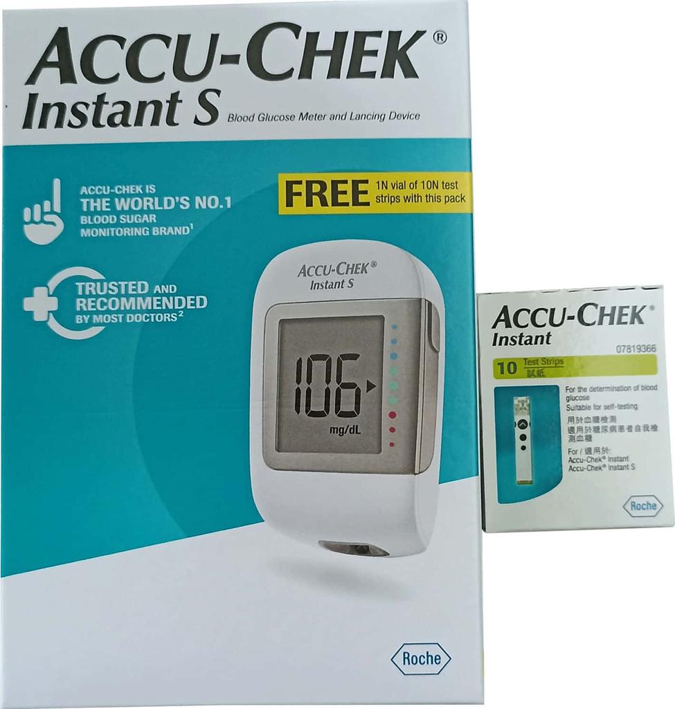 Accu-Chek Мгновенный глюкометр крови S с 10 тест-полосками бесплатно