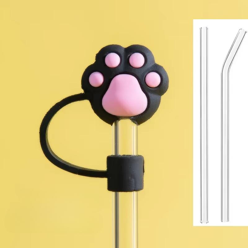 6-8mm Cute Cartoon Silicone Straw Tips Creative Straw Cover Drinking Dust Splash Proof Straw Plugs Sealing Tools Cup Accessories