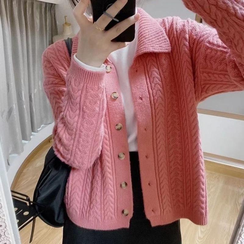 Ретро стиль Гонконга свободный свитер короткий женский в модном нежном стиле вязаный кардиган дизайн ниша смысл