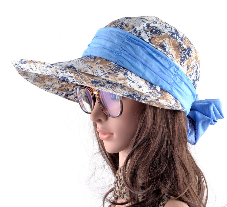Летние пляжные шляпы для женщин, складная шапка с широкими полями и козырьком, солнцезащитная шляпа с защитой от ультрафиолета и шейным клапаном