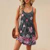 Fashion Women Summer Dress Vintage Floral Print Adjustable Spaghetti Straps Beach Vacation Casual Dress With Pockets