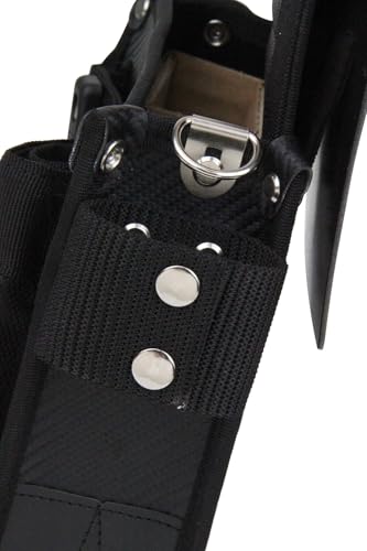 SK11 Black Temporary Frame Nail Bag with Bottom Reinforcement, Carbon Fiber Fabric, and Pleated Belt for Carabiners and Rings (SKC2-6BK)