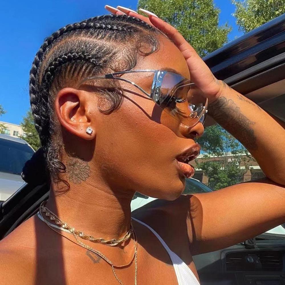 Солнцезащитные очки с запахом Y2k для женщин и мужчин, футуристические солнцезащитные очки с плоским верхом, футуристические безрамочные солнцезащитные очки с градиентными линзами, UV400