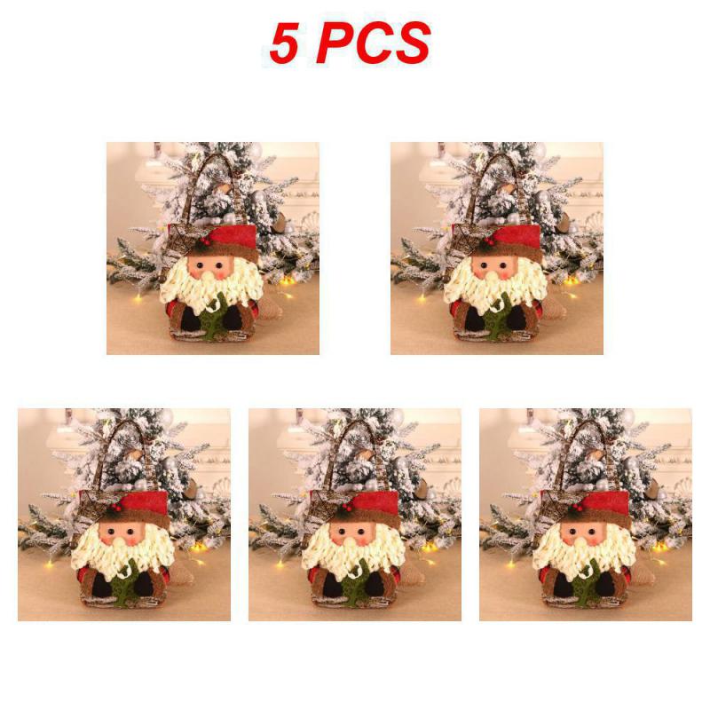 10Pcs Christmas Gift Bags Handbags Tote Bags Candy Bags Snowman Bear Gift Bags Storage Bags Christmas Decoration