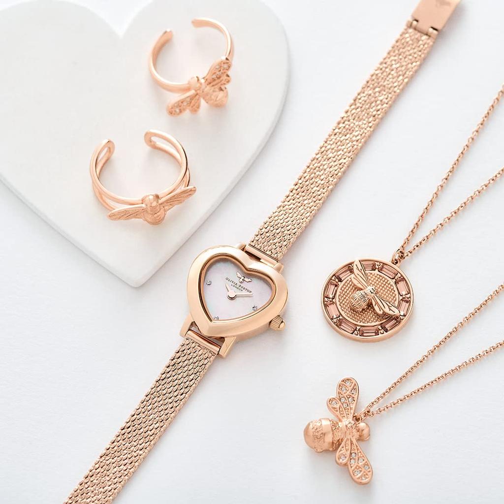 Авторизованный дистрибьютор Olivia Burton Часы OB16MC72 Mean to Be Mini Blush Перламутровый розово-золотой букле-сетка [OLIVIA BURTON] Женские