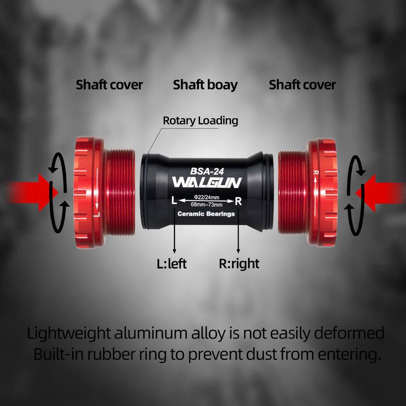 Walgun Bicycle Bottom Bracket BSA Thread Kit Road MTB Bike Frame 68/73 for Axis 24/22 and 29/30mm for Shiman SRM GXP Crankset