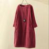Women Thick Dresses Woman Spring Autumn Corduroy Retro Solid Dress Plus Size Loose Dress