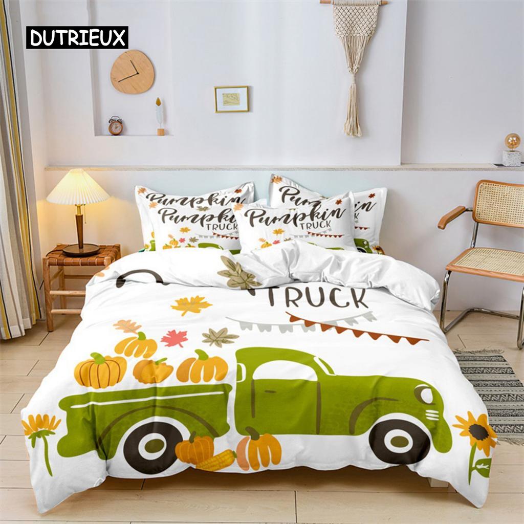 Пододеяльник с изображением машинки из мультфильма для мальчиков, комплект постельного белья, строительная техника, покрывало для одеяла, детская мультяшная техника, грузовик, мягкий полиэстеровый декор