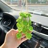 Car Mirror Hanging Accessory Handmade Knitted Cute Crochet Potted Plant Rear View Decor Car Interior Accessories