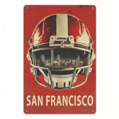 Металлическая табличка San Francisco 49ers 20x30 см, Старинная жестяная табличка, Винтажное настенное искусство, Декор для мужской комнаты