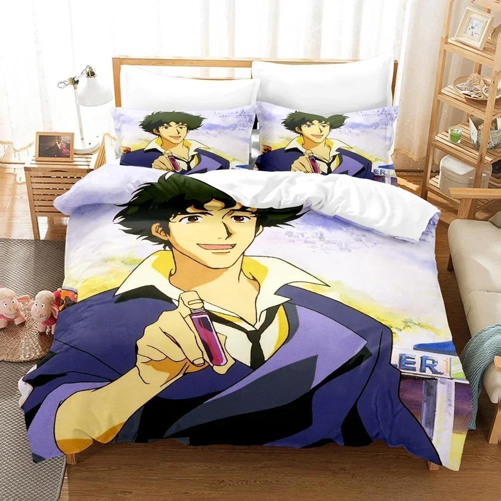 Модный 3D-печатный игровой комплект постельного белья Cowboy Bebop с рисунком из мультфильма «Аниме» из трех предметов для взрослых и детей, для спальни, пододеяльник, наборы домашнего текстиля