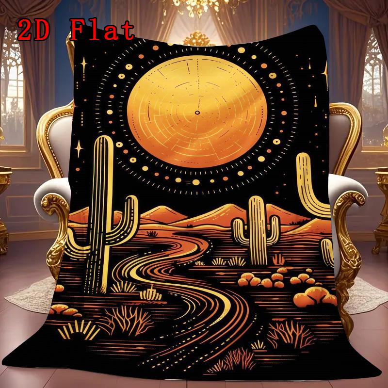 Desert cactus 2D Flat Pattern Flannel Blanket High quality All Seasons Warmth and Comfort Perfect for Christmas Gifts.MMT0918472