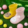 Fashion Children's Rain Cartoon Boots Waterproof Non-Slip Rubber Shoe Cute Bear Rabbit Shoes for Boys Girls EVA Middle Tube Water Shoes