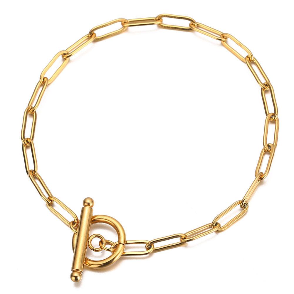 Stainless Steel Paperclip Chain Toggle Bracelet for Women Hip Hop Bracelet Jewelry Gifts