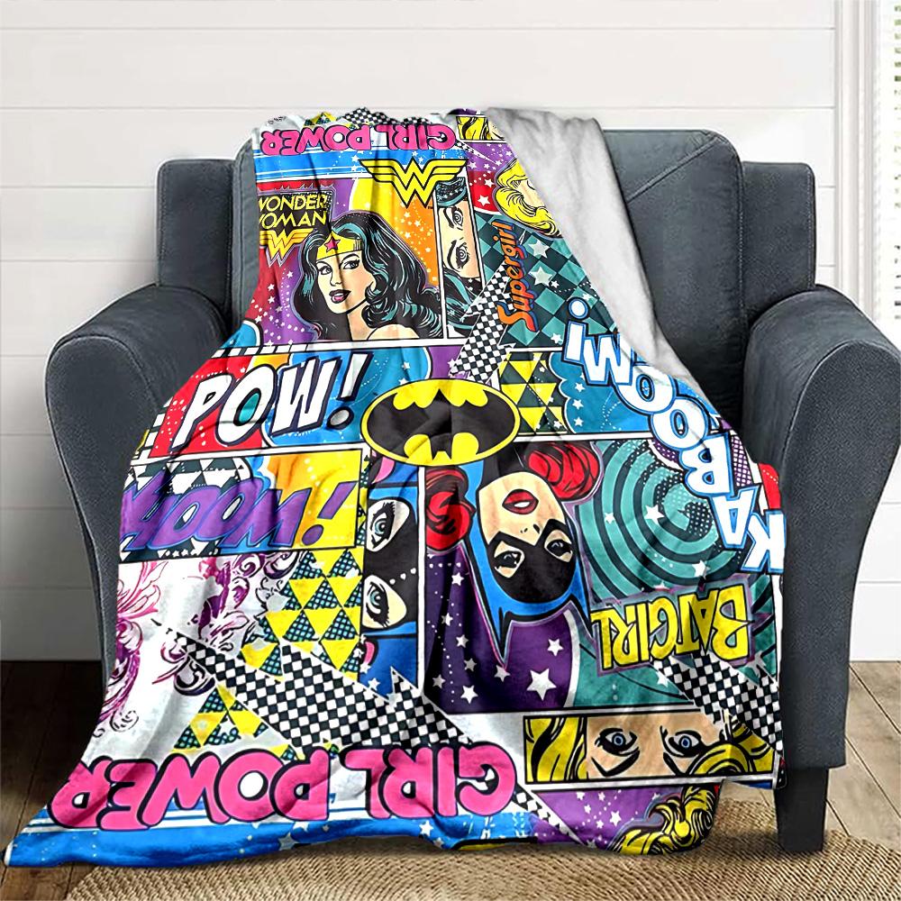 Superhero Comic Collage Flannel Blanket Super Soft Warm Cozy Blanket For Sofa Bed Office Travel Allseason Home Decor Gift
