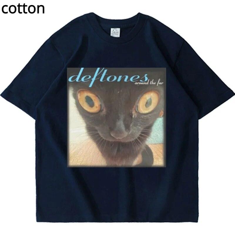 Футболка Deftones Вокруг Меха, женская футболка унисекс, уличный хип-хоп, Harajuku, модная черная хлопковая футболка большого размера с короткими рукавами