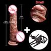Реалистичные фаллоимитаторы с ремешком для женщин, реалистичный фаллоимитатор для лесбиянок с раздвижной крайней плотью, яичками для анала, большой член, секс-игрушки, пенис