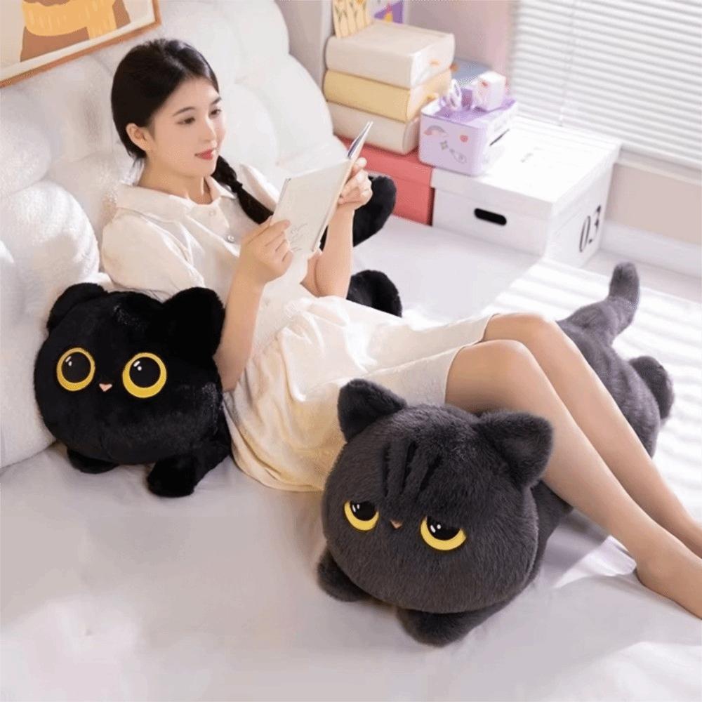 Ins Style Cat Plush Doll Big Cuddly Cat Stuffed Toy Gift Idea Black Cat Plush Toy Boy