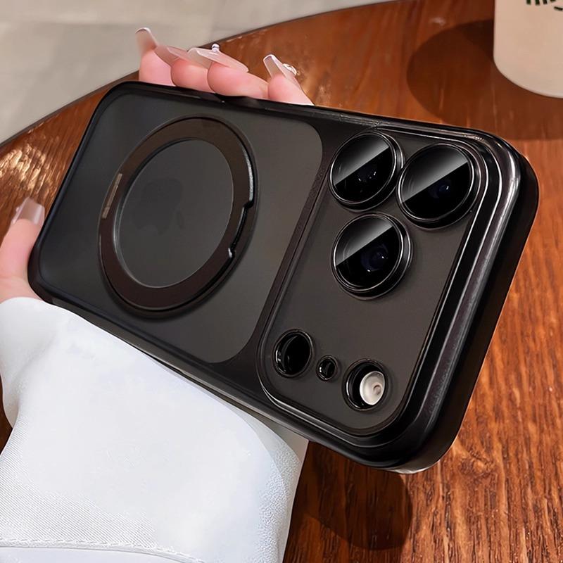 Матовый Чехол-Подставка для Поворотного Крепления для For Iphone 17 16 1 Pro Max Air 14 Plus 12 13 Магнитная Подставка Жесткая Защитная Крышка для Объектива
