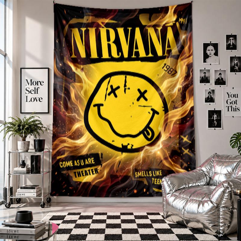 Nirvana Wall Tapestry Home Decor Wall Hanging Cloth for Bedroom Living Room Background