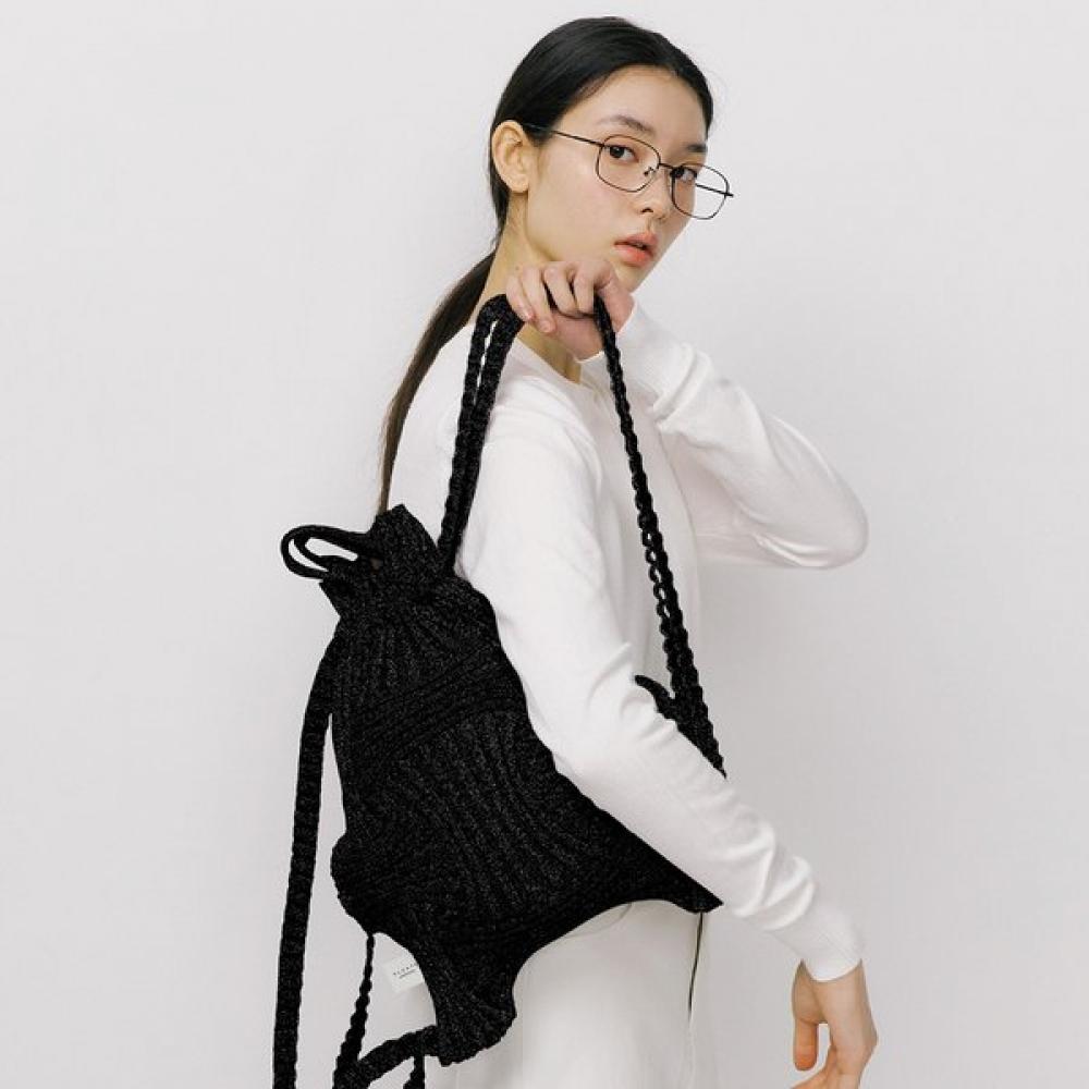 Pleatsmama Glitter Black New Bow Backpack