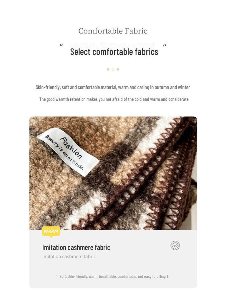 Mela Women's High-Grade Winter Triangle Plaid Scarf - Imitation Cashmere Wool Shawl