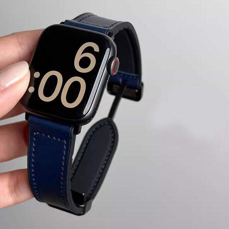 Compatible Crazy Horse Pattern Silicone Magnetic Buckle Strap for Apple Watch Series 11, Huawei Fit34, and Xiaomi Smart Band 89.