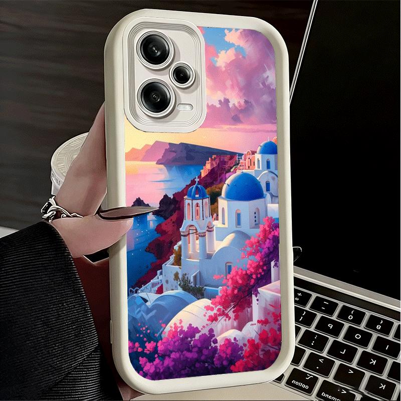 Санторини Греция Лето Мягкий чехол для телефона для Xiaomi Poco X7 X6 X5 Pro X4 Gt X3 F7 Ultra M8 M7 Redmi 15C 15 14C 13 13C 12 12C 10 1