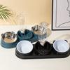 Double Bowl 3 in 1 Cat Feeder Neck Protection Cat Bowls Pet Supplies Pet Food Container  Cat