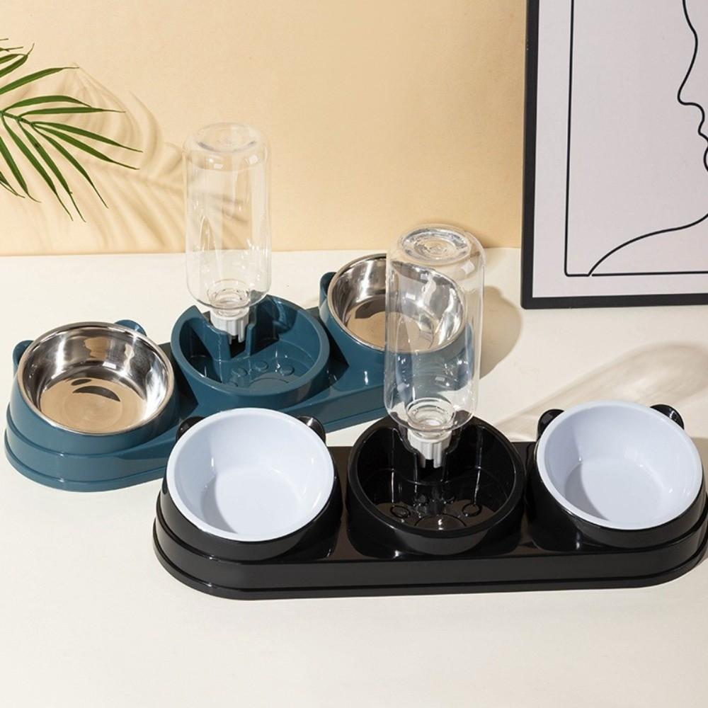 Double Bowl 3 in 1 Cat Feeder Neck Protection Cat Bowls Pet Supplies Pet Food Container Cat