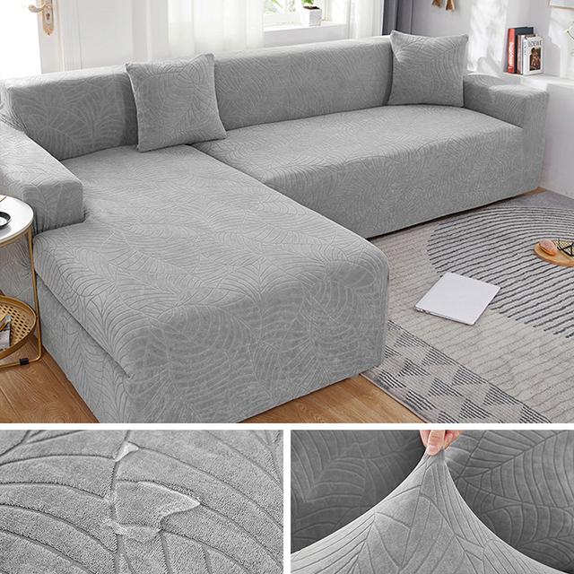 Jacquard Waterproof Sofa Covers Corner Thick Sofa Slipcover Elastic Solid Color Couch Cover For Living Room 1 /2 /3 /4 Seater
