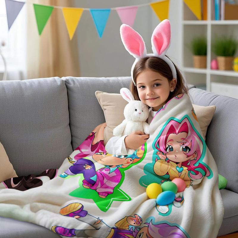 K Pop Saja Boys Cute Chibi Blanket Soft Warm Flannel Throw Anime Fan Gift for Travel Camping Sofa Bed Cover Living Room Decor