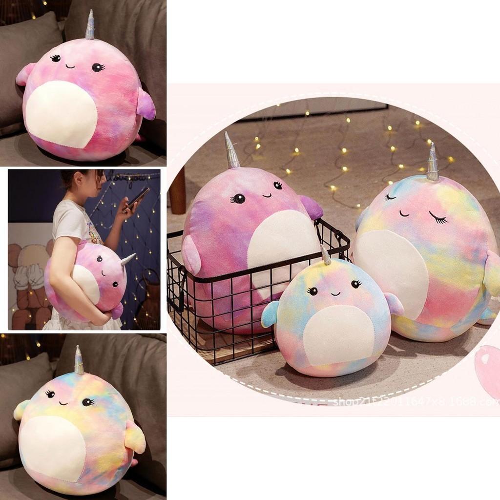 Squishmallow Мультяшная Подушка-Кит Плюшевая Игрушка Коллекционная Из Эластичного Кристального Вельвета Фиолетовая/лавандовая Маленький/большой Размер Набивка ПП Хлопком