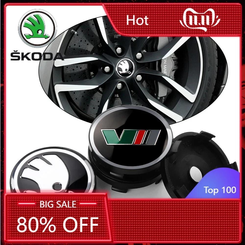 Car Sticker 2025 New 4pcs 56/60mm Car Wheel Center Cover Hub Cap Badge Replacement Sticker for Skoda VRS VII Rapid Fabia Octavia