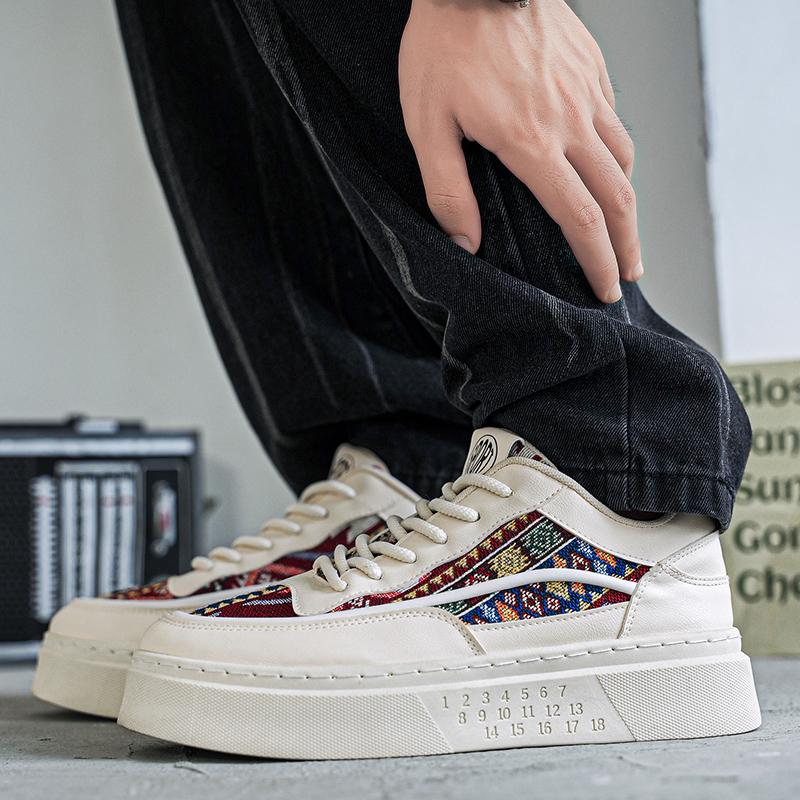 Designer Men's Sneakers Fashion Lace-up Platform Canvas Shoes Autumn Men Outdoor Casual Vulcanized Shoes Zapatillas De Hombre