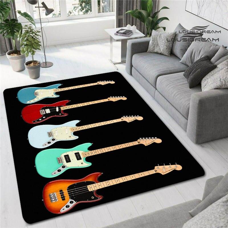 Красочные гитарные 3D печатные ковры для гостиной, нескользящие коврики, прикроватная тумбочка для спальни, современное украшение для дома, моющиеся напольные коврики