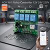 4-канальный Wi-Fi релейный контроллер 12В 24В 220В RF 433 Удаленное управление через приложение Реле с импульсным режимом Alexa Googole Home Для Tuya