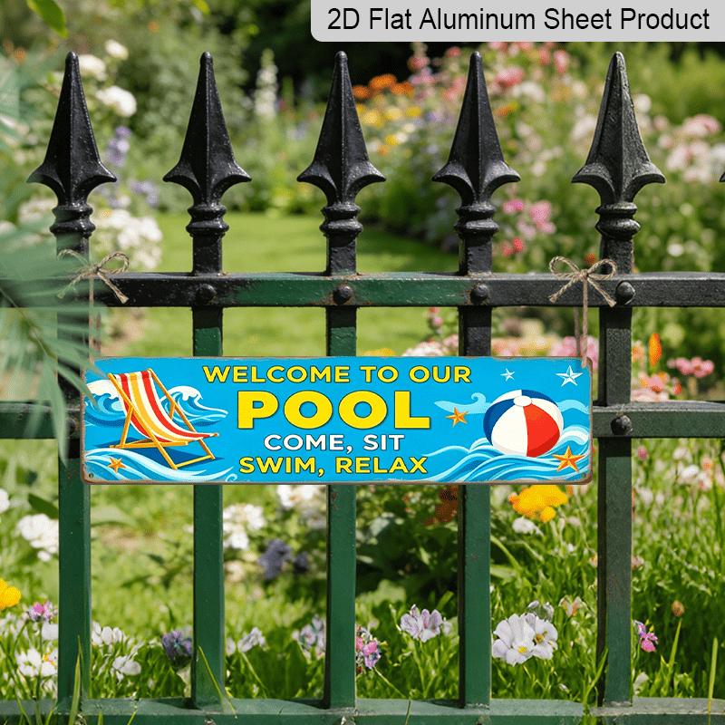 2D Flat- Aluminium Decorative Sign in A 2D Flat Design, Featuring A Beach Theme, Perfect for Decorating Your Poolside, Patio, Garden, Backyard
